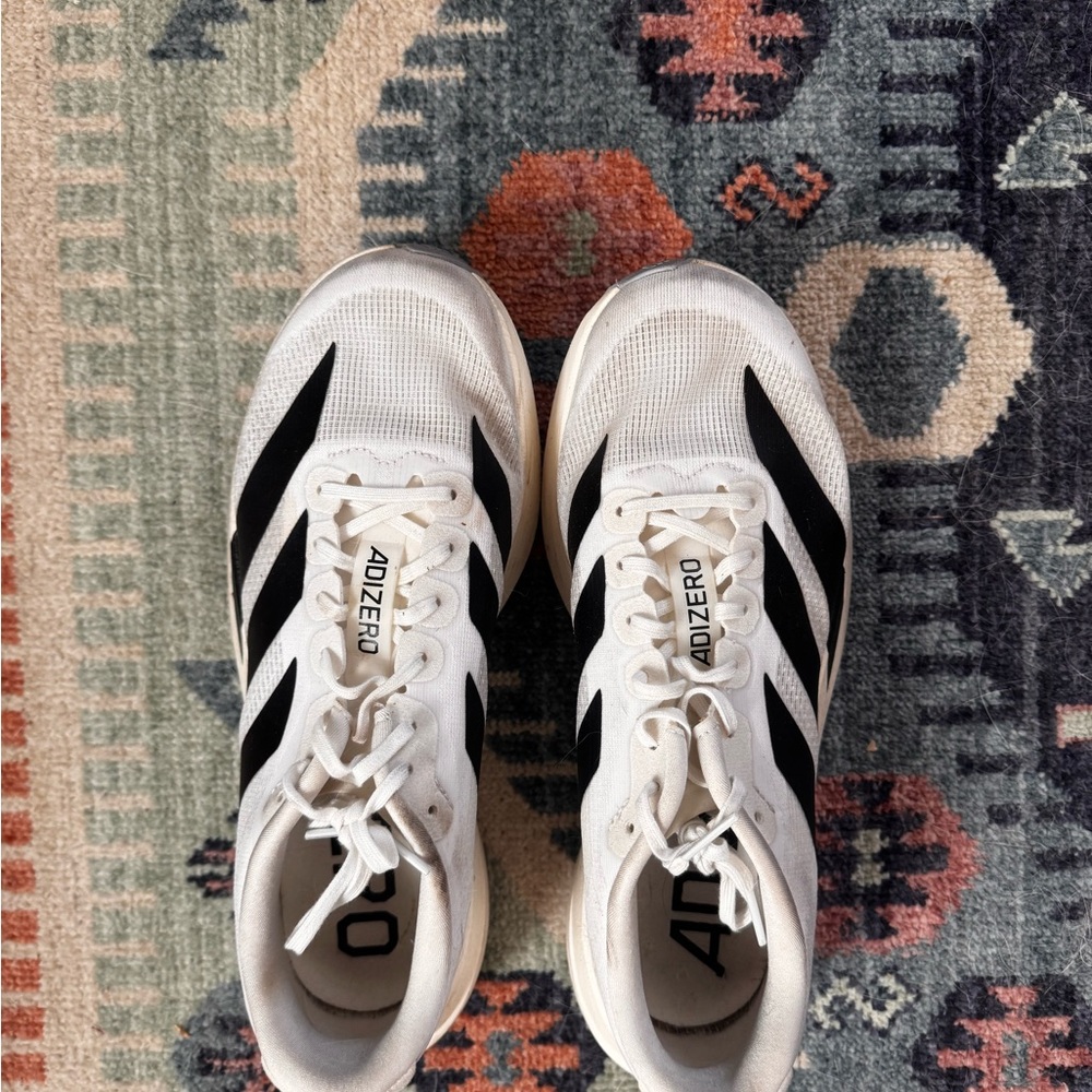 adidas Adizero White and Black Athletic Shoes